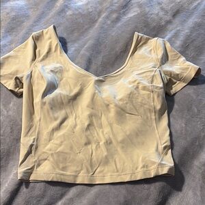 Lululemon Athletica Tan Fitted Crop Top Short Sleeve